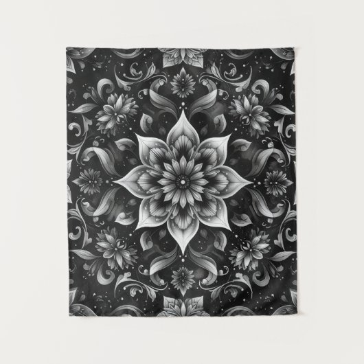 Verzierte Schwarz-Weiß-Tapisserie Wandteppich (Vorderseite)