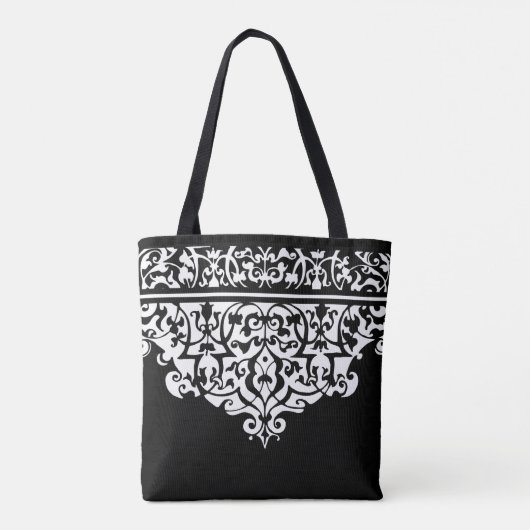 Verzierte Schwarz-Weiß-Tasche Tasche (Rückseite)