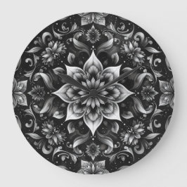 Verzierte Schwarz-Weiß-Wand-Uhr Große Wanduhr