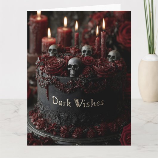 Verzierte Schwarze Gotische Feier-Torte Karte (Vorderseite)