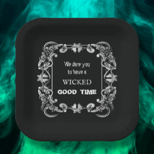 Verzierte schwarze Halloween-Randdekoration Pappteller