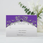 Verzierte Silber-Wirbel Lila Edelsteine-UAWG RSVP Karte (Stehend Vorderseite)