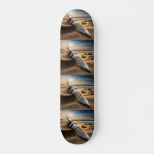 Verzierte silberne Dolch am Strand bei Sonnenunter Skateboard
