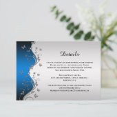 Verzierte Silberschmetterlinge auf den blauen Farb RSVP Karte (Stehend Vorderseite)