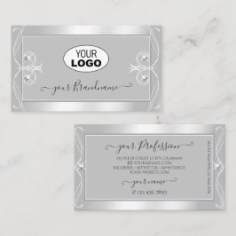 Verzierte Silberschmuck mit  Silber-Grau-Logo Visitenkarte