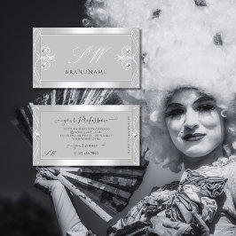 Verzierte Silver Light Gray Sparkle Jewels Initial Visitenkarte