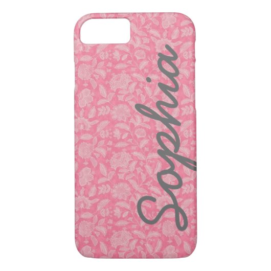 Verzierte Spitze-Blumen zacken individueller Name Case-Mate iPhone Hülle (Rückseite)