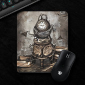 Verzierte Steampunk Cauldron Zauberbücher und Uhre Mousepad