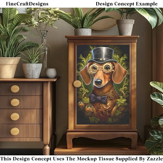 Verzierte Steampunk-Dackel Dog Decoupage Verlassen Seidenpapier