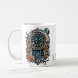 Verzierte Steampunk-Uhr mit Rose. Kaffeetasse