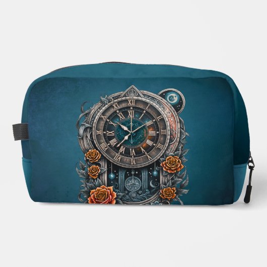 Verzierte Steampunk-Uhr mit Rose. Waschbeutel (Vorderseite)
