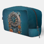 Verzierte Steampunk-Uhr mit Rose. Waschbeutel (Rechte Ecke)