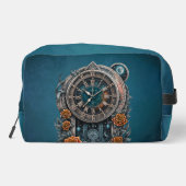 Verzierte Steampunk-Uhr mit Rose. Waschbeutel (Rückseite)