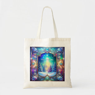 Verzierte Tote Bag mit Buntglas-Muster Tragetasche
