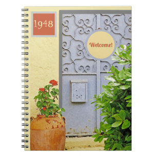 VERZIERTE TÜR & BLUME IN TERRACOTTA POT NOTIZBLOCK