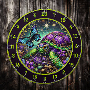 Verzierte Turtle Butterfly Cosmic Lodge Art Dartscheibe