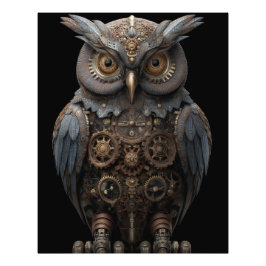 Verzierte Uhrwerk-Eule Fotodruck