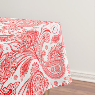 Verzierte Valentine Red on White Verziert Paisley Tischdecke