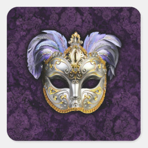 Verzierte Venezianische Maske Quadratischer Aufkleber