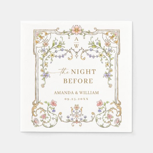 Verzierte Viktorianische Bohemische Blume Probe Ab Serviette (Vorderseite)