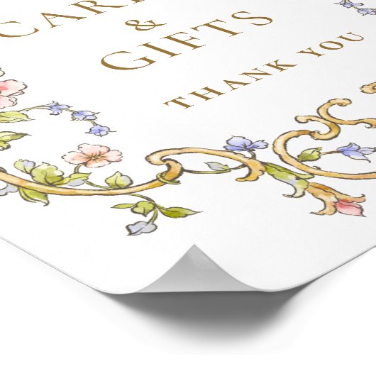 Verzierte Viktorianische Graublütenkarten und Gesc Poster (Ecke)