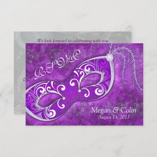 Verzierte Viktorianische Masquerade Ball Wedding R RSVP Karte (Vorne/Hinten)