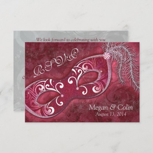 Verzierte Viktorianische Masquerade Ball Wedding R RSVP Karte (Vorne/Hinten)
