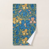 Verzierte viktorianische Rosa-u. Goldiris auf Blau Badhandtuch Set (Handtuch)