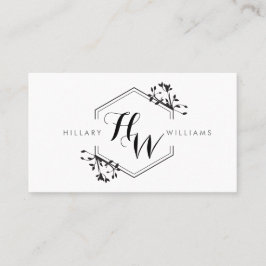 Verzierte Vine- und Leaf-Monogramm-Emblem-Visitenk Visitenkarte