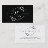 Verzierte Vine- und Leaf-Monogramm-Emblem-Visitenk Visitenkarte (Vorne/Hinten)