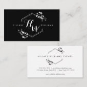 Verzierte Vine- und Leaf-Monogramm-Emblem-Visitenk Visitenkarte (Vorne/Hinten)