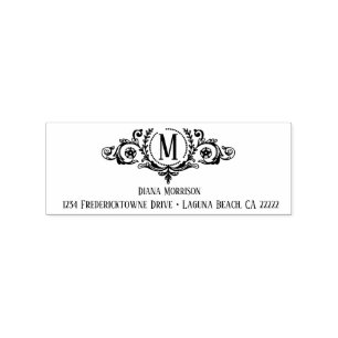 Verzierte Vintage antike Scrolls-Rücksendeadresse Gummistempel
