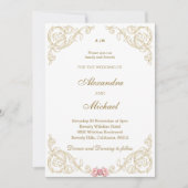 Verzierte Vintage Barockhochzeit Einladung (Vorderseite)