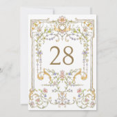 Verzierte Vintage Boho Blume Hochzeit Tischnummer (Rückseite)