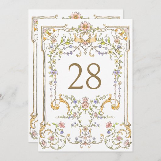 Verzierte Vintage Boho Blume Hochzeit Tischnummer (Vorne/Hinten)