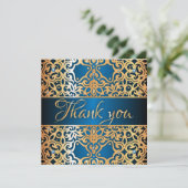 Verzierte Vintage Gold- und Blautschmuck Danke (Stehend Vorderseite)