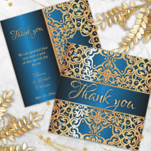 Verzierte Vintage Gold- und Blautschmuck Danke