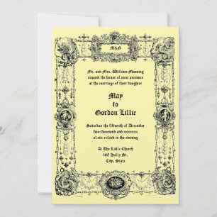 Verzierte Vintage-Hochzeit im viktorianischen Zeit Einladung