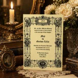 Verzierte Vintage-Hochzeit im viktorianischen Zeit Einladung
