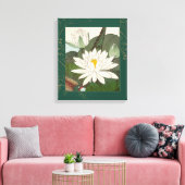 Verzierte Vintage japanische Printwasser-Lilien Leinwanddruck (Insitu (Wohnzimmer))