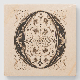 Verzierte Vintage Monogram 'O' Square Steinuntersetzer