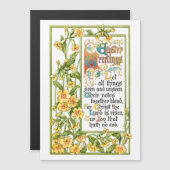 Verzierte Vintage Osterthymne und Primrosen Magnetkarte (Vorne/Hinten)