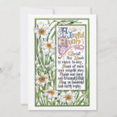 Verzierte Vintage Osterverse & Narcissi Feiertagskarte (Vorderseite)