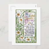 Verzierte Vintage Osterverse & Narcissi Feiertagspostkarte (Vorne/Hinten)