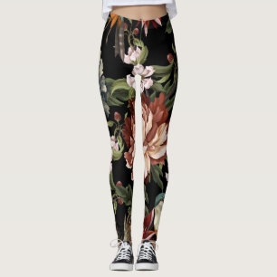Verzierte Vintage Peonies, Rose, Vögel. Leggings