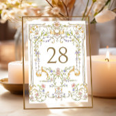 Verzierte Vintage Rahmen Bohemische Blume Hochzeit Tischnummer