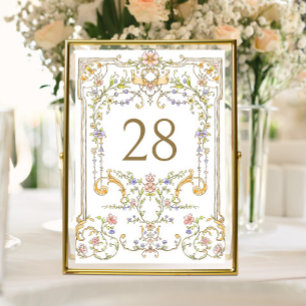 Verzierte Vintage Rahmen Bohemische Blume Hochzeit Tischnummer