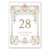 Verzierte Vintage Rahmen Bohemische Blume Hochzeit Tischnummer (Vorderseite)