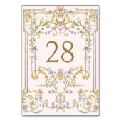 Verzierte Vintage Rahmen Bohemische Blume Hochzeit Tischnummer (Rückseite)