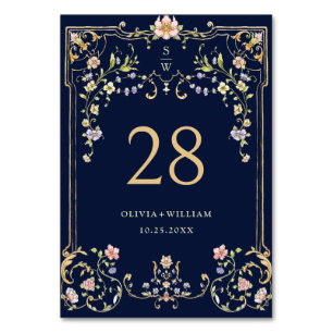 Verzierte Vintage Rahmen Bohemische Blume Hochzeit Tischnummer